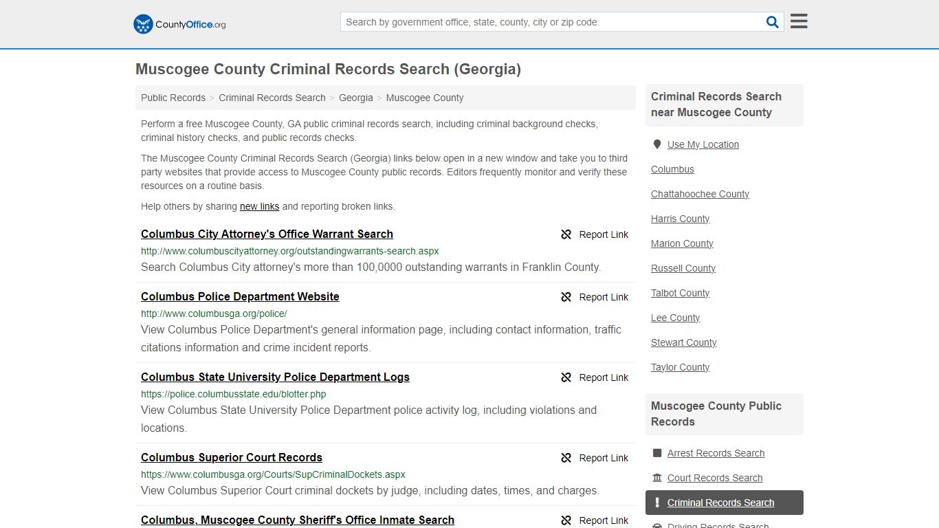 Muscogee County Criminal Records Search (Georgia)