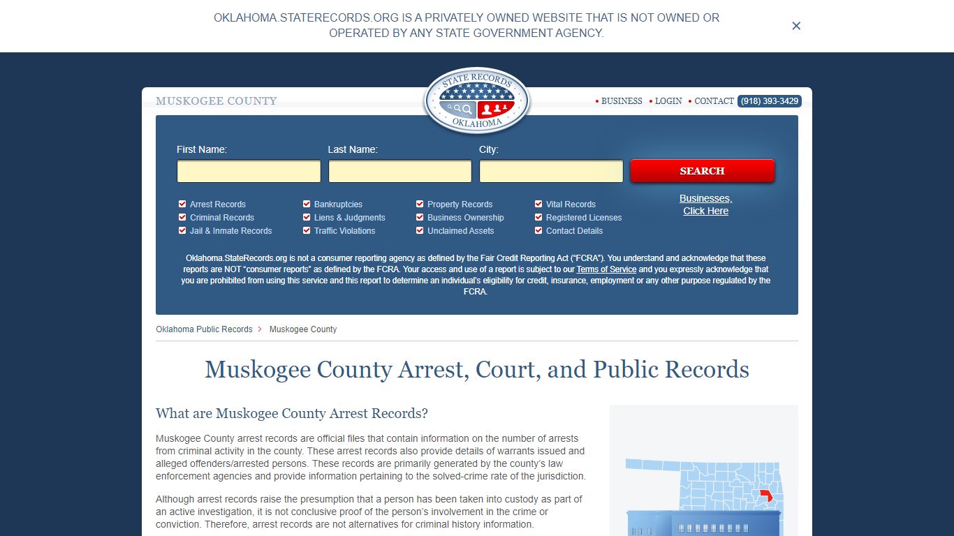 Muskogee County Arrest, Court, and Public Records